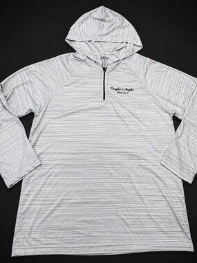 Quarter-Zip Hooded Pullover - Light Heather Gray Stripes protect from sun